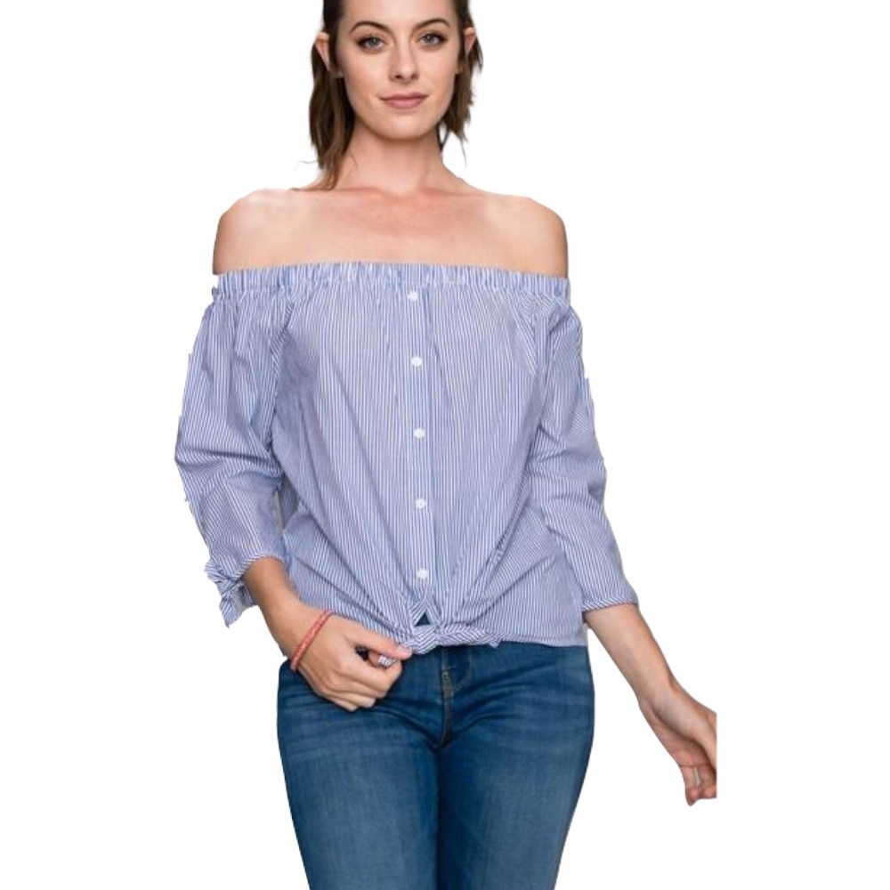 Stripe Off The Shoulder Blouse